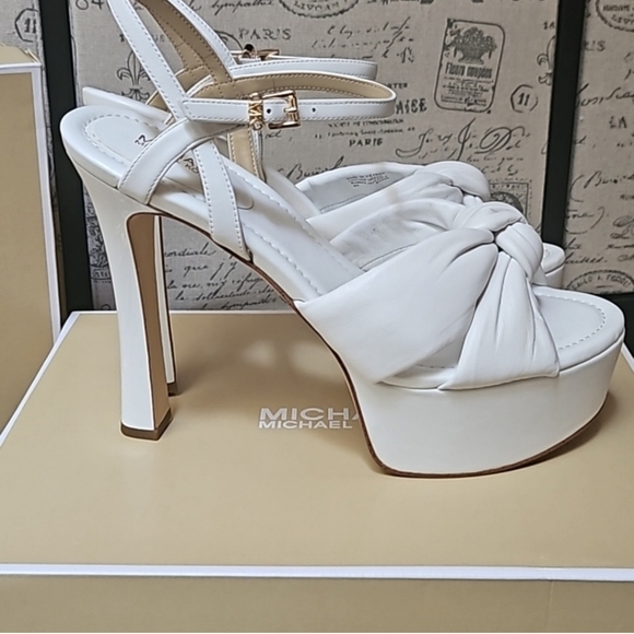 MICHAEL KORS - Leather Platform ELENA - Optic White Sz 9 - NIB - Picture 2 of 5